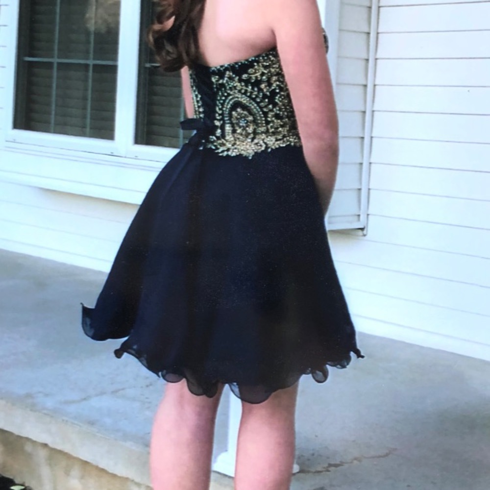 Navy and gold embellished dress
